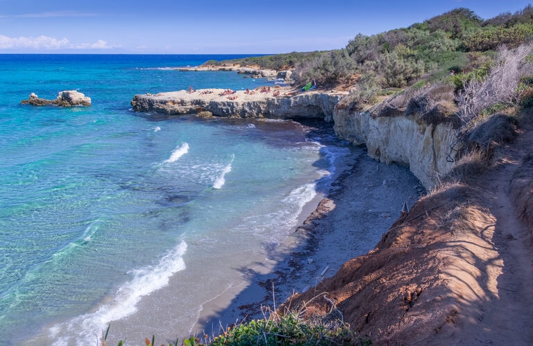 Baia dei Turchi white sand beach in Otranto