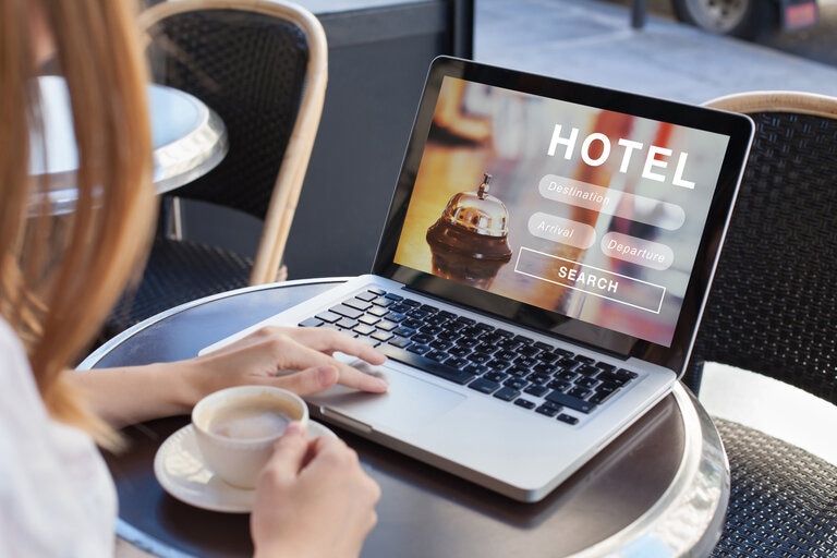 booking hotel on internet, travel planning.