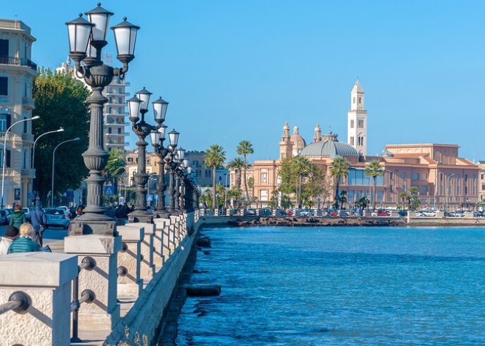 Panoramic view of Bari seafront in the background Basilica San Nicola