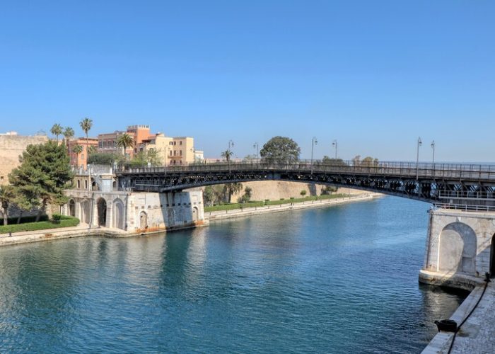 Ponte Girevole (Swing Bridge) and the waterway in Taranto, Puglia, Italy